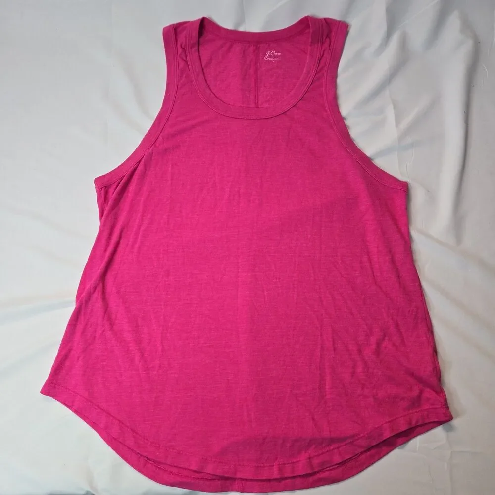J.Crew Hot Pink Tank Top for Women L Y2K Barbiecore Tunic Summer Workout Beach